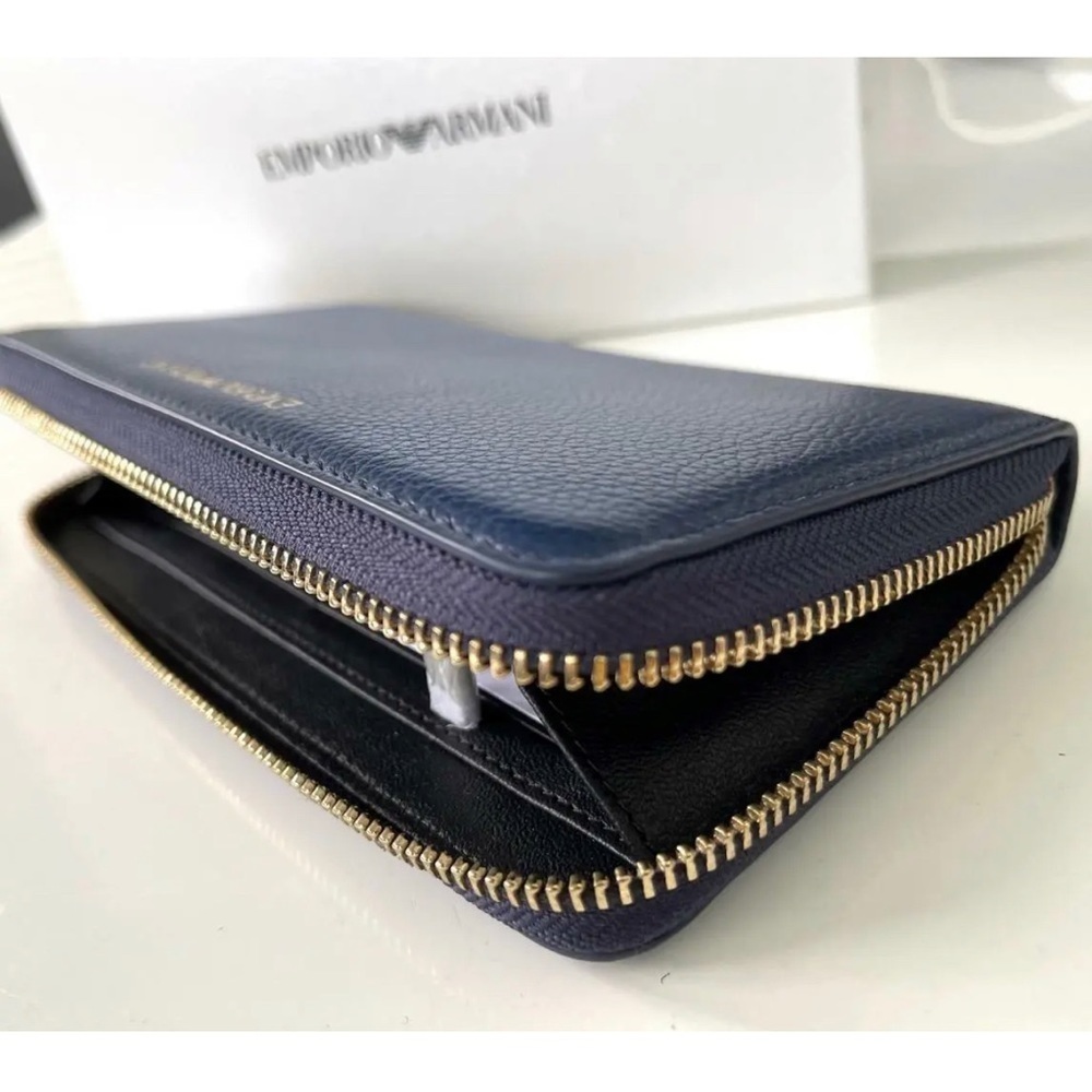 Emporio Armani Cervo Blue/Black‎ Leather Unisex Zip saround Wallet, Y3H171 8AHOC - Picture 3 of 10